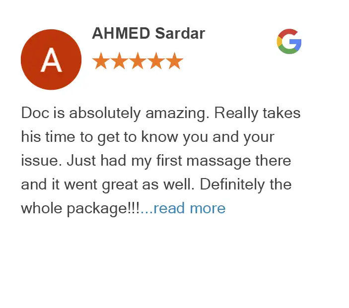 Us 7 Google review by Ahmed Sardar for Alderwood Back & Neck Pain Clinic