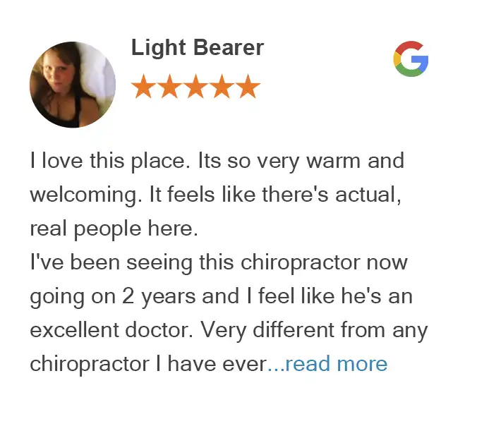 Us 10 Google review by Light Bearer for Alderwood Back & Neck Pain Clinic